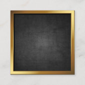 Gold Border | Zwarte textuur Vierkante Visitekaartje (Achterkant)