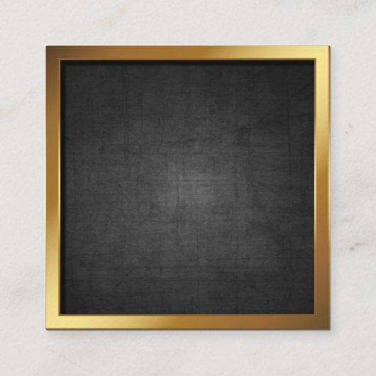 Gold Border | Zwarte textuur Vierkante Visitekaartje (Achterkant)