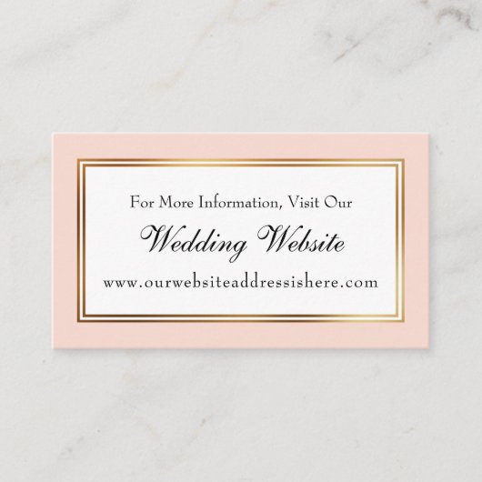 Gold Bordered Blush Wedding Website Kaarten invoeg (Voorkant)
