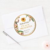 Gold Bordered Homemade Peach Jam Jelly Label (Envelop)