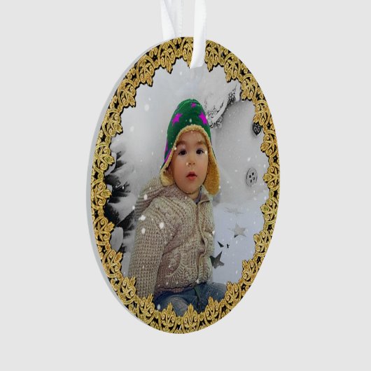 Gold Bordered, persoonlijk kerstversiering Ornament (voorkant)