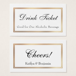 Gold Bordered White Drink Ticket Insert Kaarten Visitekaartje