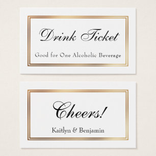 Gold Bordered White Drink Ticket Insert-kaarten Visitekaartje