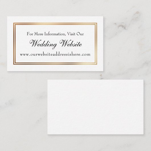 Gold Bordered White Wedding Website Insert Kaarten (Voorkant / Achterkant)