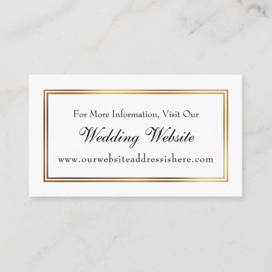 Gold Bordered White Wedding Website Insert Kaarten (Voorkant)