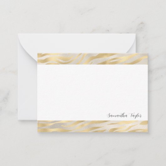 Gold Borders Script  Personalized Flat Note Cards Notitiekaartje (Voorkant)