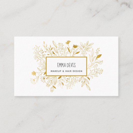 Gold Botanic Beauty Salon Hair Dresser Benoeming Visitekaartje (Voorkant)