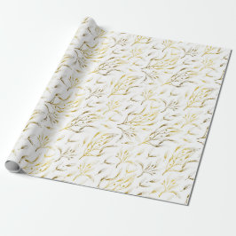 Gold Botanical Fstromend Branches Cadeaupapier