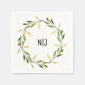 Gold Botanical Green Leaf Wreath Rustic Lunch Servet (Voorkant)