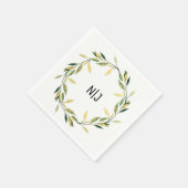 Gold Botanical Green Leaf Wreath Rustic Lunch Servet (Hoek)