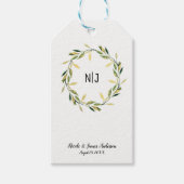 Gold Botanical Green Leaf Wreath Rustic Wedding Cadeaulabel (Voorkant)