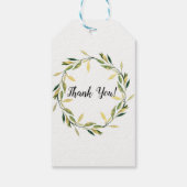 Gold Botanical Green Leaf Wreath Rustic Wedding Cadeaulabel (Achterkant)