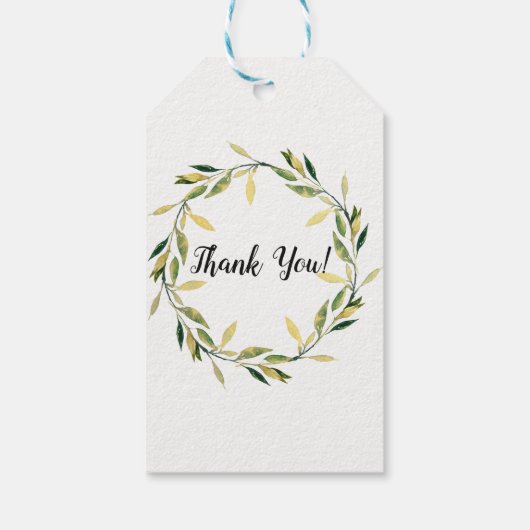 Gold Botanical Green Leaf Wreath Rustic Wedding Cadeaulabel (Achterkant)