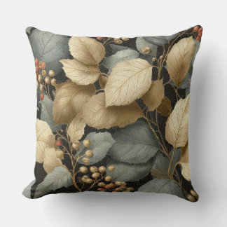 Gold Botanical Leaf Throw Pillow Kussen