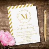 Gold Botanical Monogram Huisverwarming Uitnodiging