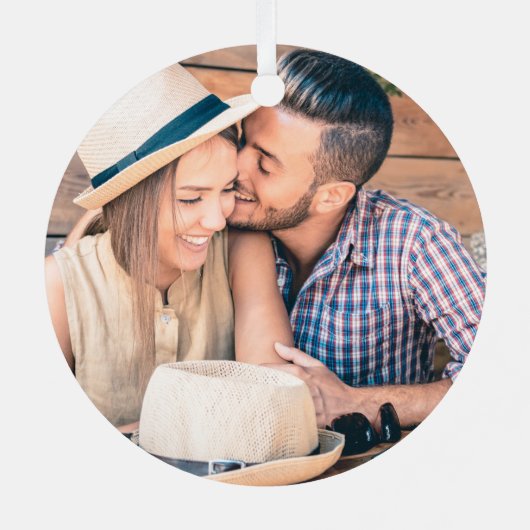 Gold Botanical Mr & Mrs. Our First Kerstmis Metalen Ornament (Achterkant)