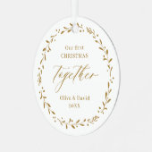 Gold Botanical onze eerste kerstmis samen Metalen Ornament (Voorkant links)