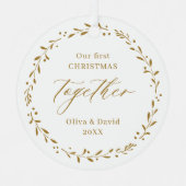 Gold Botanical onze eerste kerstmis samen Metalen Ornament (Voorkant)