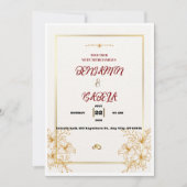 Gold Botanical Wedding invitation  Kaart (Voorkant)