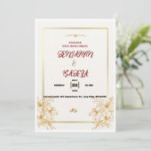 Gold Botanical Wedding invitation  Kaart (Staand voorkant)