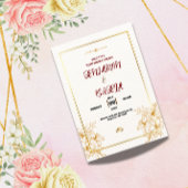 Gold Botanical Wedding invitation Kaart