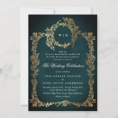 Gold Botanical Wedding Lijst Classic Emerald Green Kaart (Voorkant)