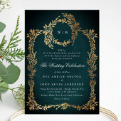 Gold Botanical Wedding Lijst Classic Emerald Green Kaart