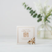 Gold Botanical Wedding Registry QR Code Informatiekaartje (Staand voorkant)
