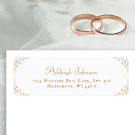 Gold  Botanical Wedding Return-adres Etiket<br><div class="desc">Een elegant -geïnspireerd terugkeeradres etiket voor uw trouwuitnodigingen. De naam verschijnt in gouden gekleurd manuscript,  met het adres in serif hieronder doopvont. Een delicaat  gouden motief lijsten de tekst.</div>