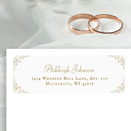 Gold  Botanical Wedding Return-adres Etiket