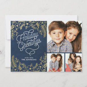 Gold Botanicals Holiday Greetings 3 Foto Feestdagenkaart