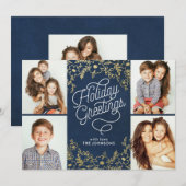 Gold Botanicals Holiday Greetings 4-Foto Feestdagenkaart (Voorkant / Achterkant)