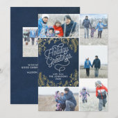 Gold Botanicals Holiday Greetings 5 Foto Feestdagenkaart (Voorkant / Achterkant)