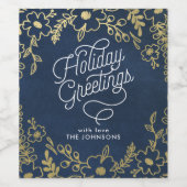 Gold Botanicals Holiday Greetings Wijn Etiket (Enkel label)