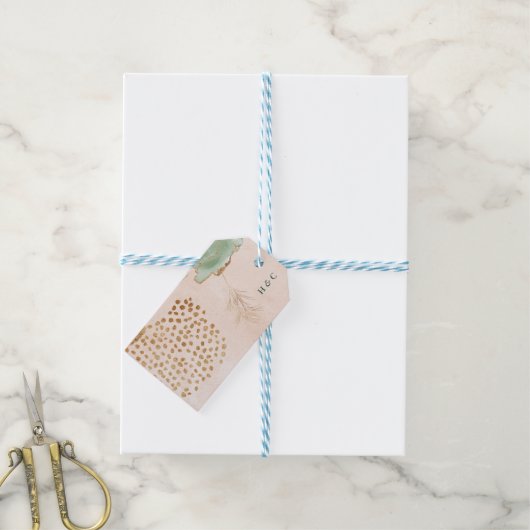 Gold Botanische Eucalyptus Moderne Greenery Abstra Cadeaulabel (Met Touw)