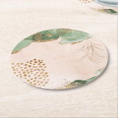 Gold Botanische Eucalyptus Moderne Greenery Abstra Ronde Kartonnen Onderzetter (Gebogen)