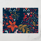 GOLD Botanische Kerst Frame Foto Folie Feestdagenkaart (Achterkant)