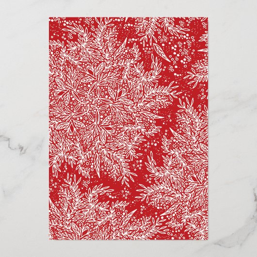 Gold Botanische Lijst met hand getekende kerstfoto Folie Feestdagenkaart (Achterkant)