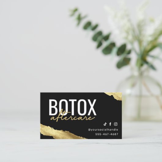 Gold Botox Aftercare Card Visitekaartje (Staand voorkant)