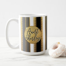 Gold Bougie Stripes gepersonaliseerde koffie Mok
