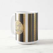 Gold Bougie Stripes gepersonaliseerde koffie Mok (Voorkant links)