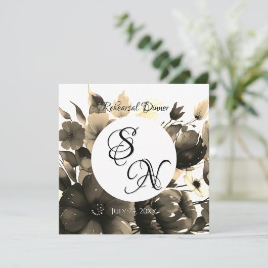 Gold Bouquet bruiloft repetitie uitnodiging (Staand voorkant)