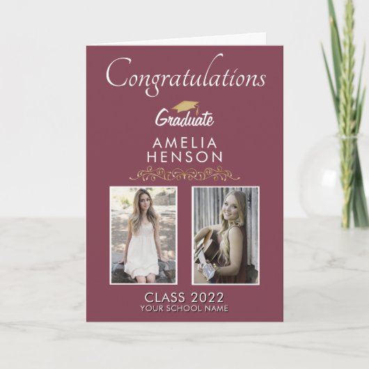 Gold Bourgondië Afstuderen 2 foto Afstuderen Kaart (Voorkant)