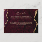 Gold Bourgondische Agaat Wedding Details Informatiekaartje (Voorkant)
