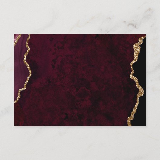 Gold Bourgondische Agaat Wedding Details Informatiekaartje (Achterkant)