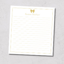 Gold Bow Border Handwritten Custom Name Lined  No Notitieblok