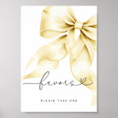 Gold Bow Bridal Shower Favors Table Sign Poster (Voorkant)