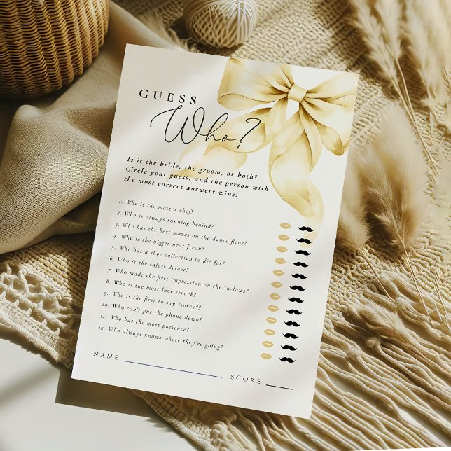 Gold Bow Bridal Shower Guess Who Said it Game (Creator heeft geüpload)