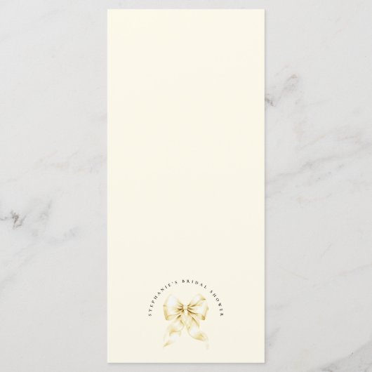 Gold Bow Bridal Shower Menu Card (Achterkant)