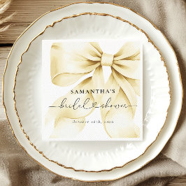 Gold Bow Bridal Shower Paper Napkins Servet